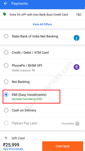 ICICI Debit card EMI