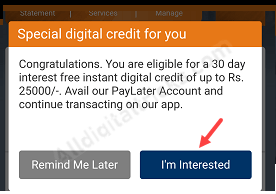 PayLater on ICICI iMobile