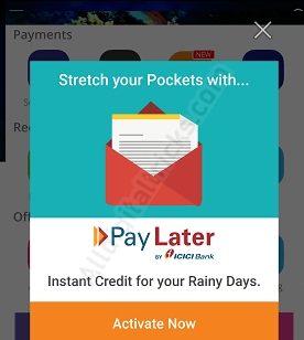 PayLater on ICICI Pockets