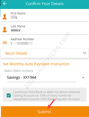PayLater on ICICI Pockets
