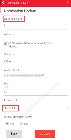 Kotak Bank Register Nominee/Nomination