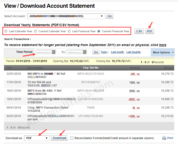 Kotak Bank Statement PDF download