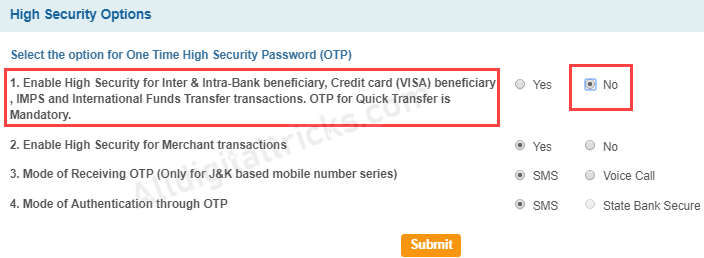 SBI - Fund Transfer without OTP