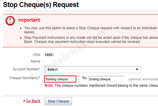 Kotak Bank - How To Stop Cheque Payment online 
