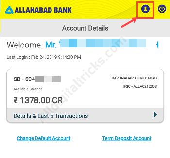 ChangeRegister Mobile Number in Allahabad Bank Online
