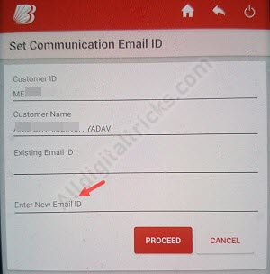 BOB Email ID RegistrationUpdate online
