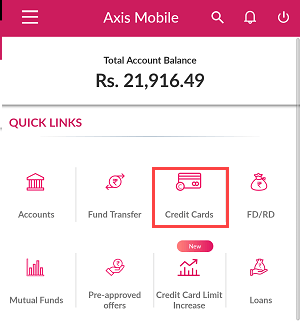 Check Axis Bank Credit Card Limit online