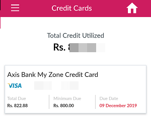 Check Axis Bank Credit Card Limit online
