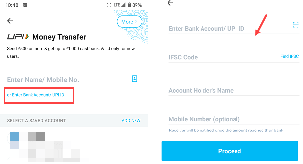 ICICI Pay later transfer money to other bank saving account