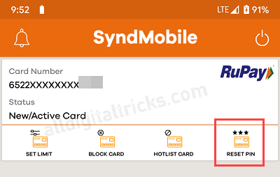 Syndicate Bank ATM PIN Online