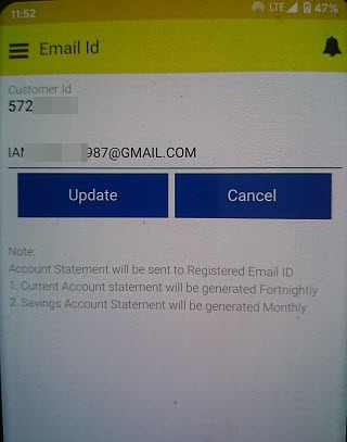 Andhra Bank email statement