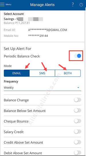 HDFC Sms alert