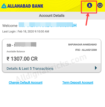 Allahabad Bank Email register change Online