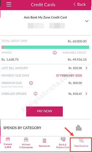 Axis Credit card limit increase
