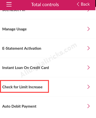 Axis Credit card limit increase