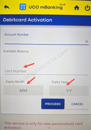 uco bank debit card activate online