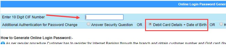 Reset Central Bank of India Net Banking Login Password