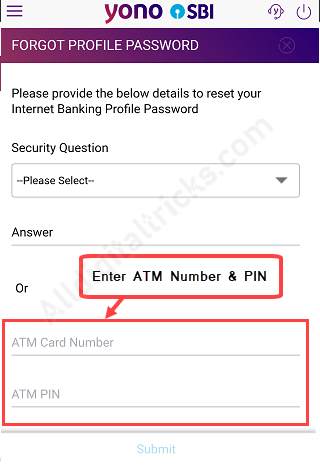 reset sbi profile password