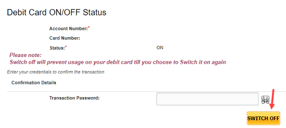 Switch ON OFF PNB ATM Debit card (Punjab National Bank)