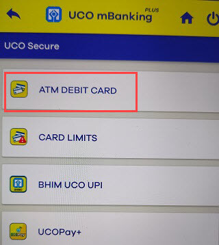 UCO Debit card manage