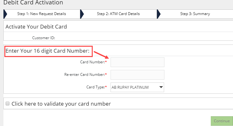 Andhra Bank ATM Debit card activate
