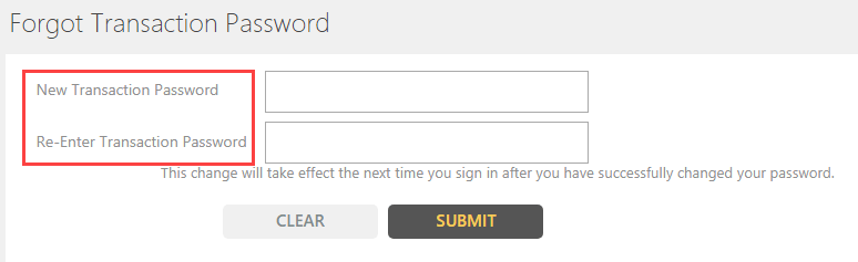 Indian Bank Transaction password reset