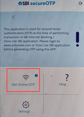 SBI Secure OTP get