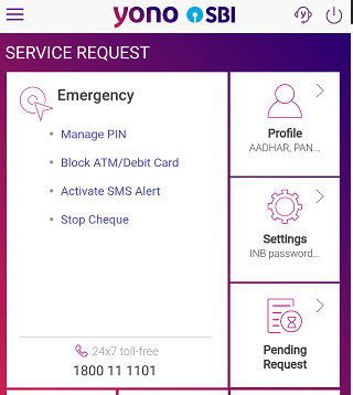 SBI YONO settings