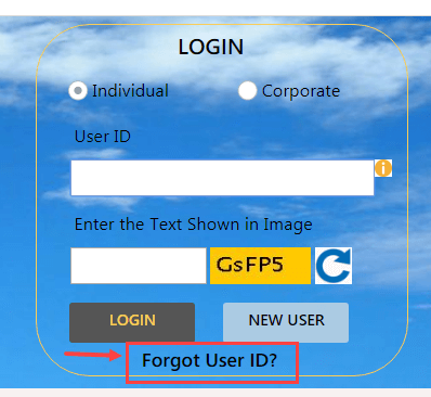 Indian bank forgot User ID