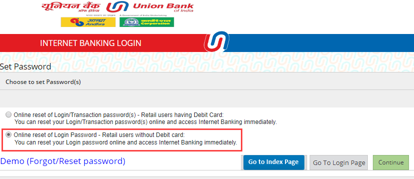 Reset Union Bank of India Net Banking Login Password