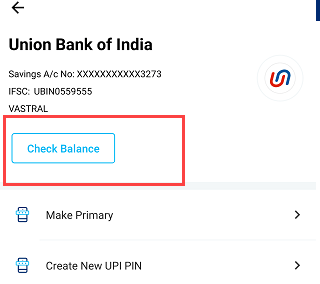 union bank of India check balance