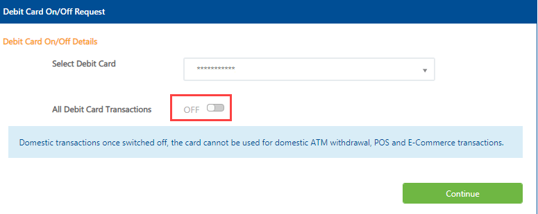 on off federal bank ATM debit card