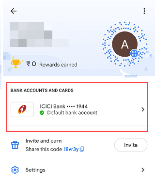 google pay bank account list