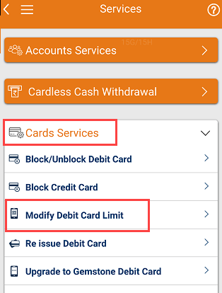 ICICI Mobile Banking Card Services