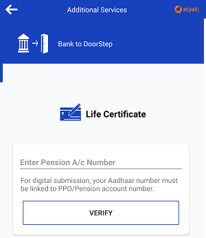 Submit life certificate door step banking
