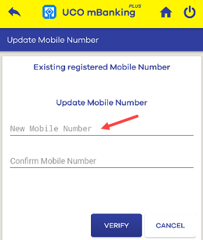 change UCO Mobile Number