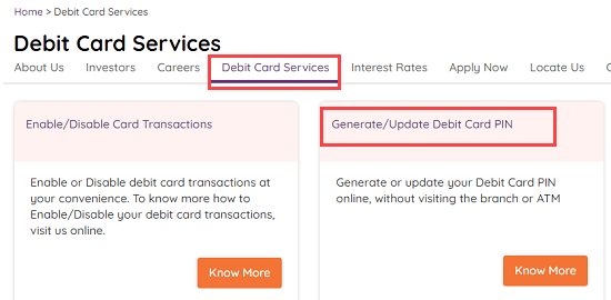 AU Small Finance Bank Debit Card services