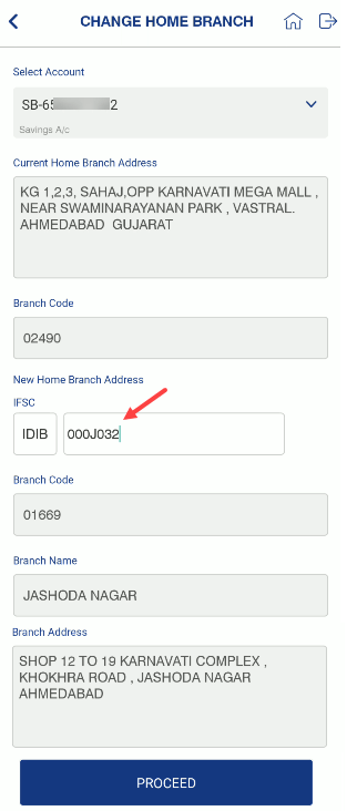 Transfer Indian Bank Account to Another Branch Online