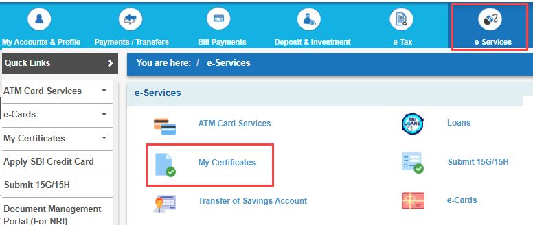 Download SBI Account Interest Certificate Online