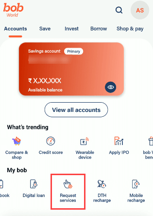 Bank of Baroda Request services
