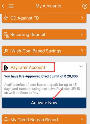 ICICI PayLater Activate