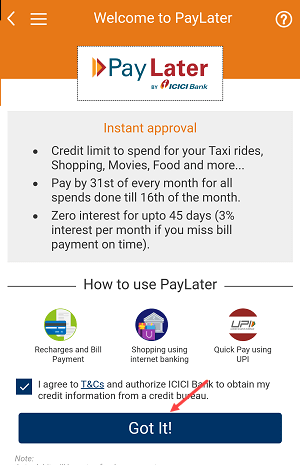 ICICI PayLater Activate