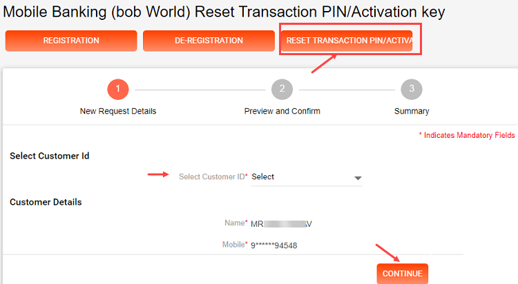 Bank of Baroda activation key