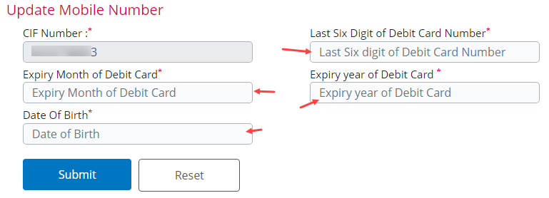 Update Central Bank of India Mobile Number Online