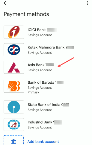 Google Pay Linked Bank Account UPI ID 