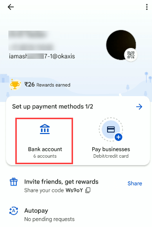 Google Pay Linked Bank Account UPI ID 