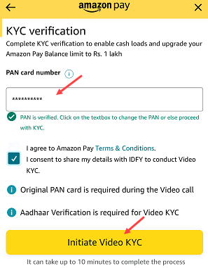 Amazon Pay balance KYC Online