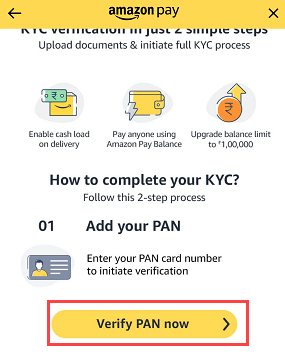 Amazon Pay balance KYC Online