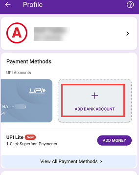 Phonepe add bank account