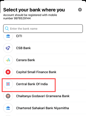 Add Central Bank of India account on Paytm and create upi account